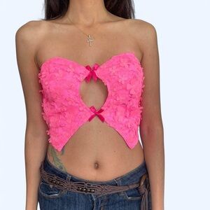 💖 OHS Pink Lace Bow Corset Top 💖